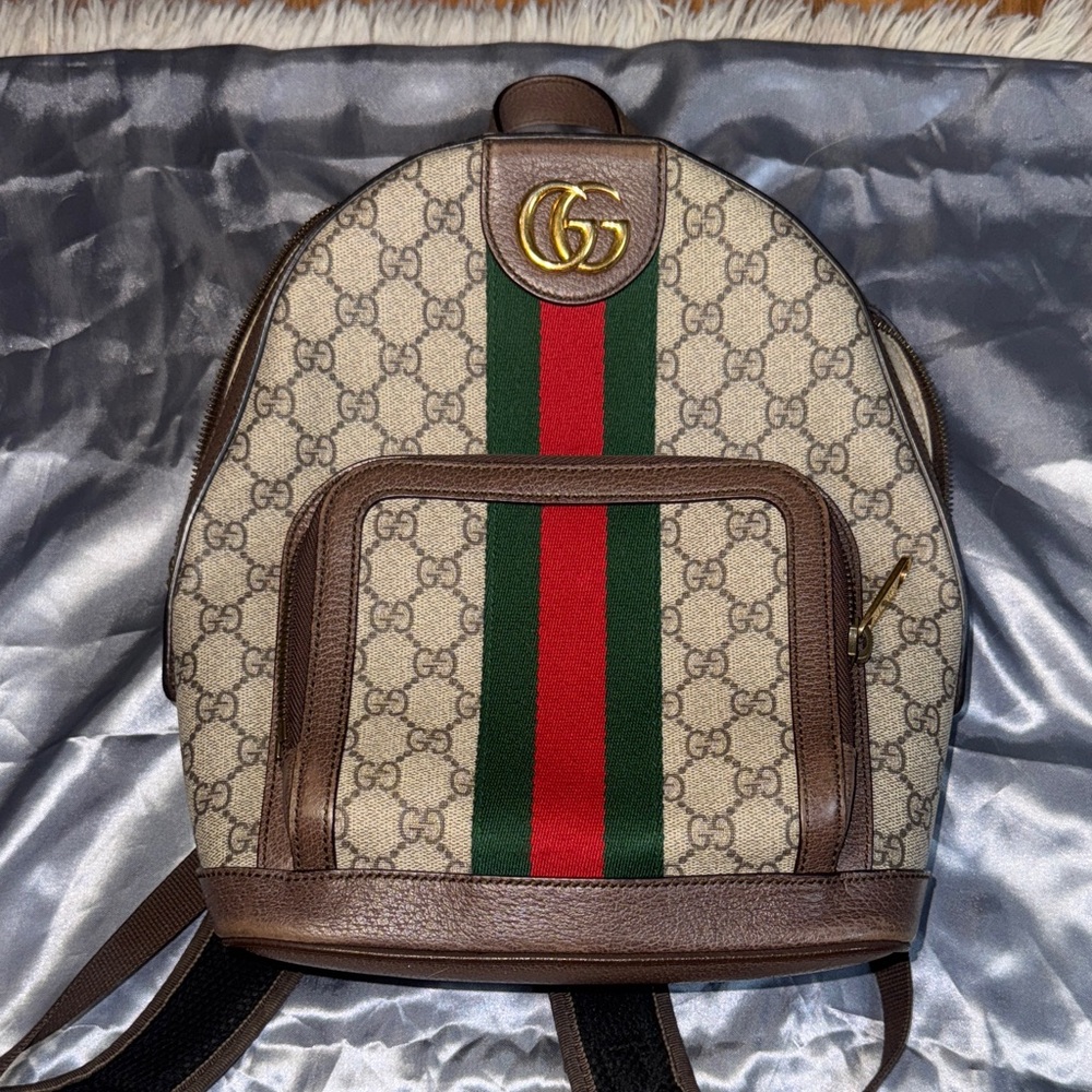 Brown GG Supreme Canvas Ophidia Backpack Small
